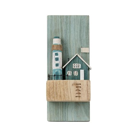 INTERNATIONAL DS 19.75 x 8 in. Wood Lighthouse Plaque, Wood & Green 82252